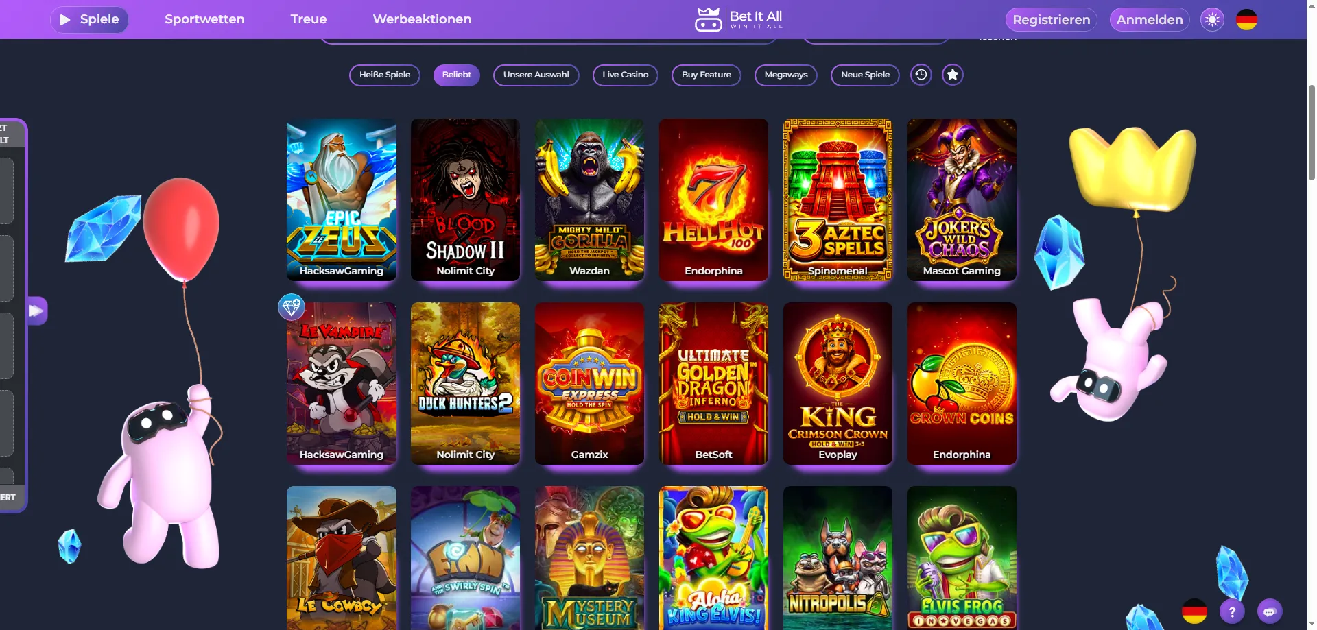 VIP-Turniere und exklusive Events bei bet it all Casino