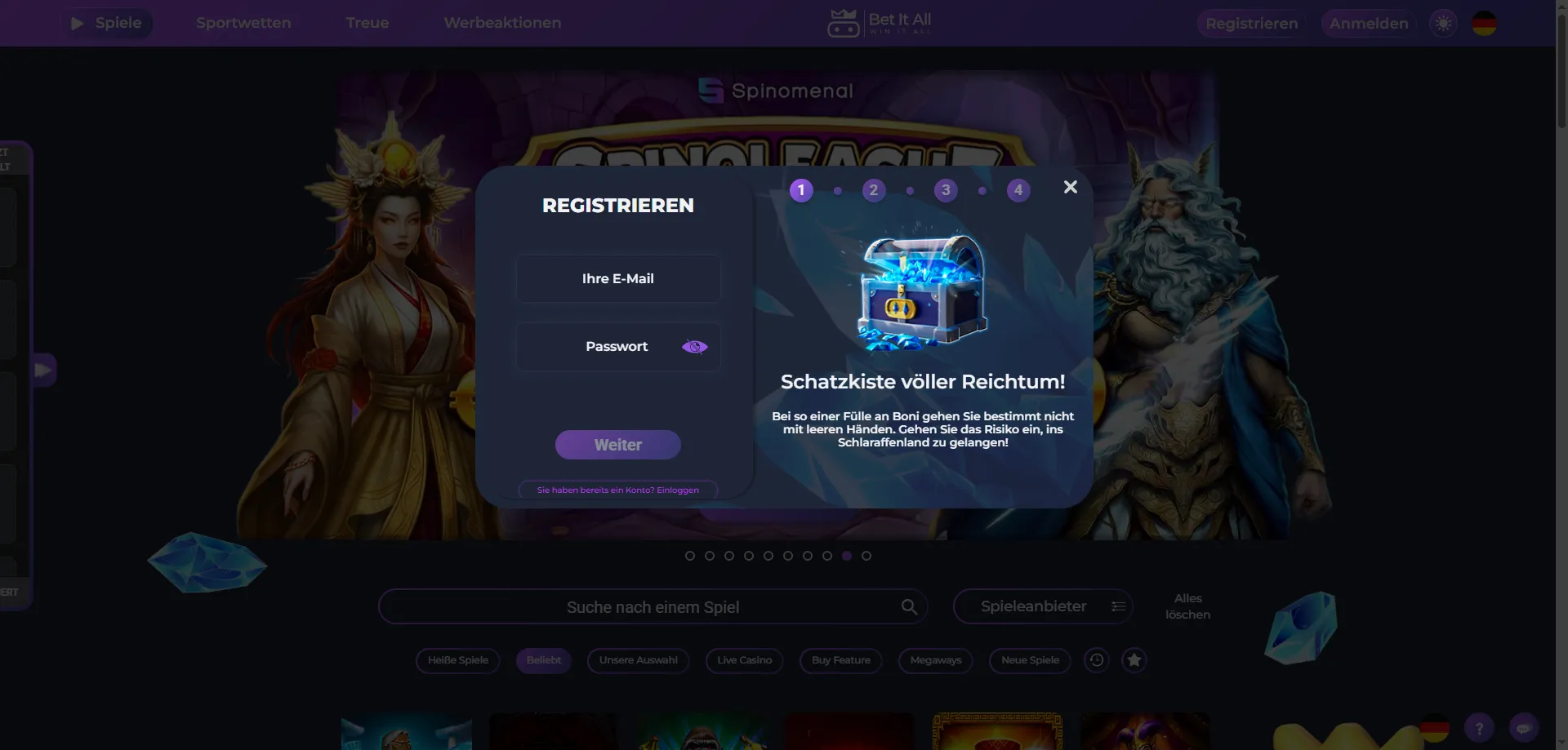 Jetzt beim Betitall Casino registrieren und Bonus erhalten
